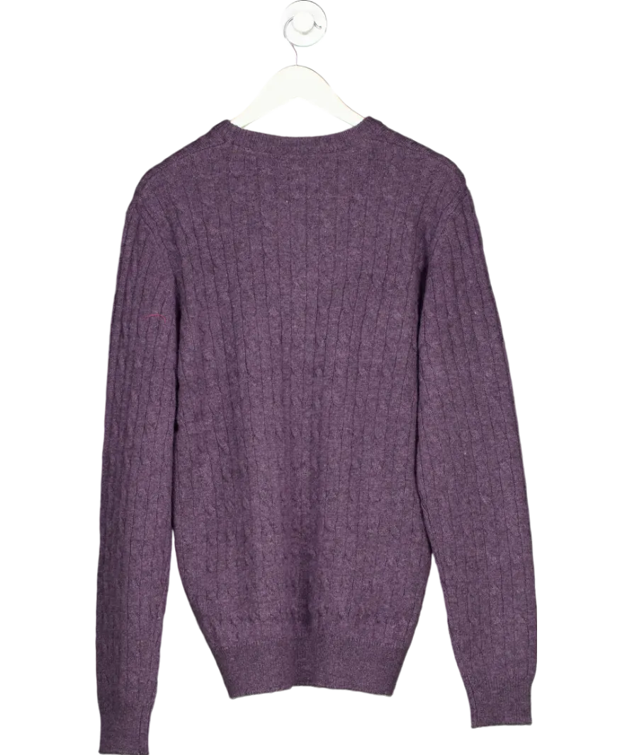 Crew Clothing Purple Lambswool Rich Cable Crew Neck Jumper UK L