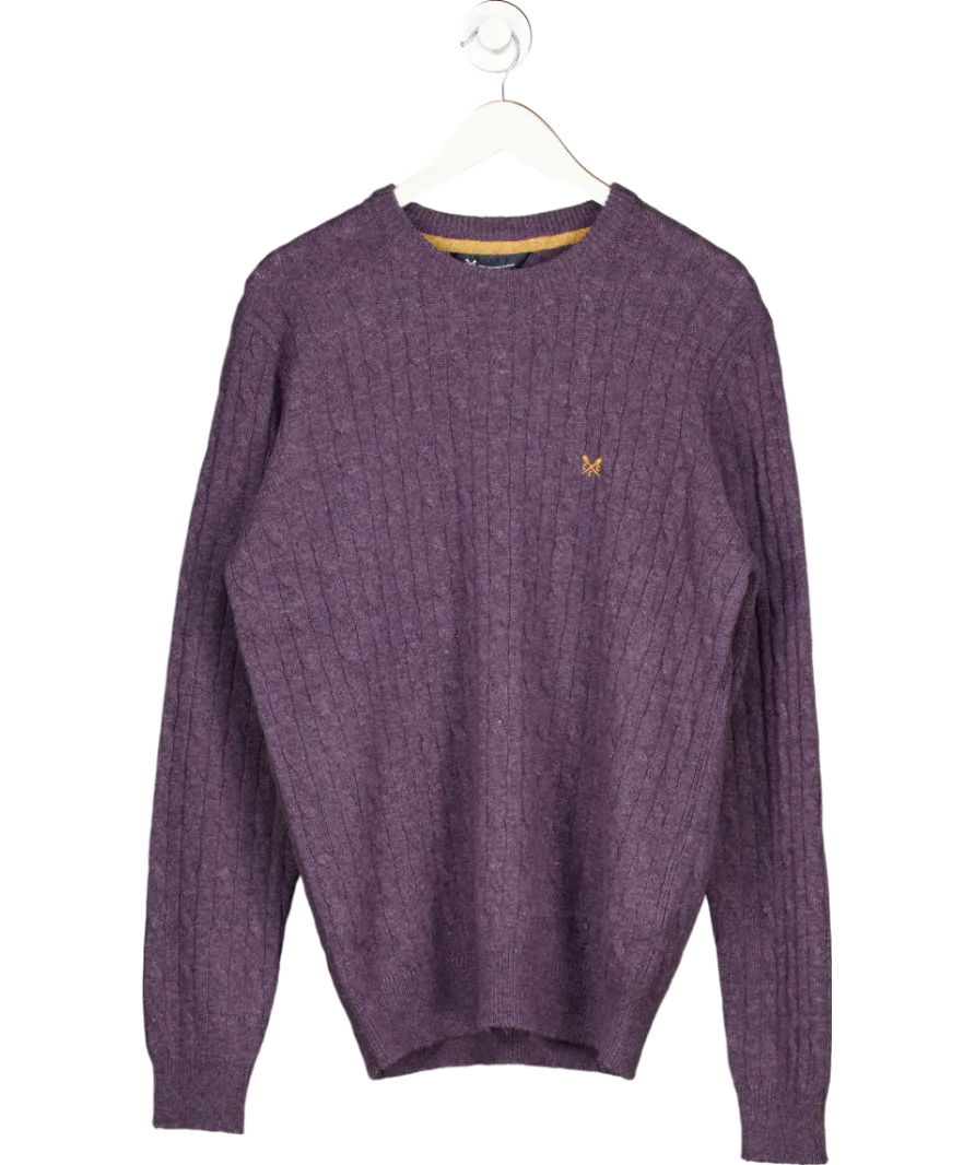Crew Clothing Purple Lambswool Rich Cable Crew Neck Jumper UK L