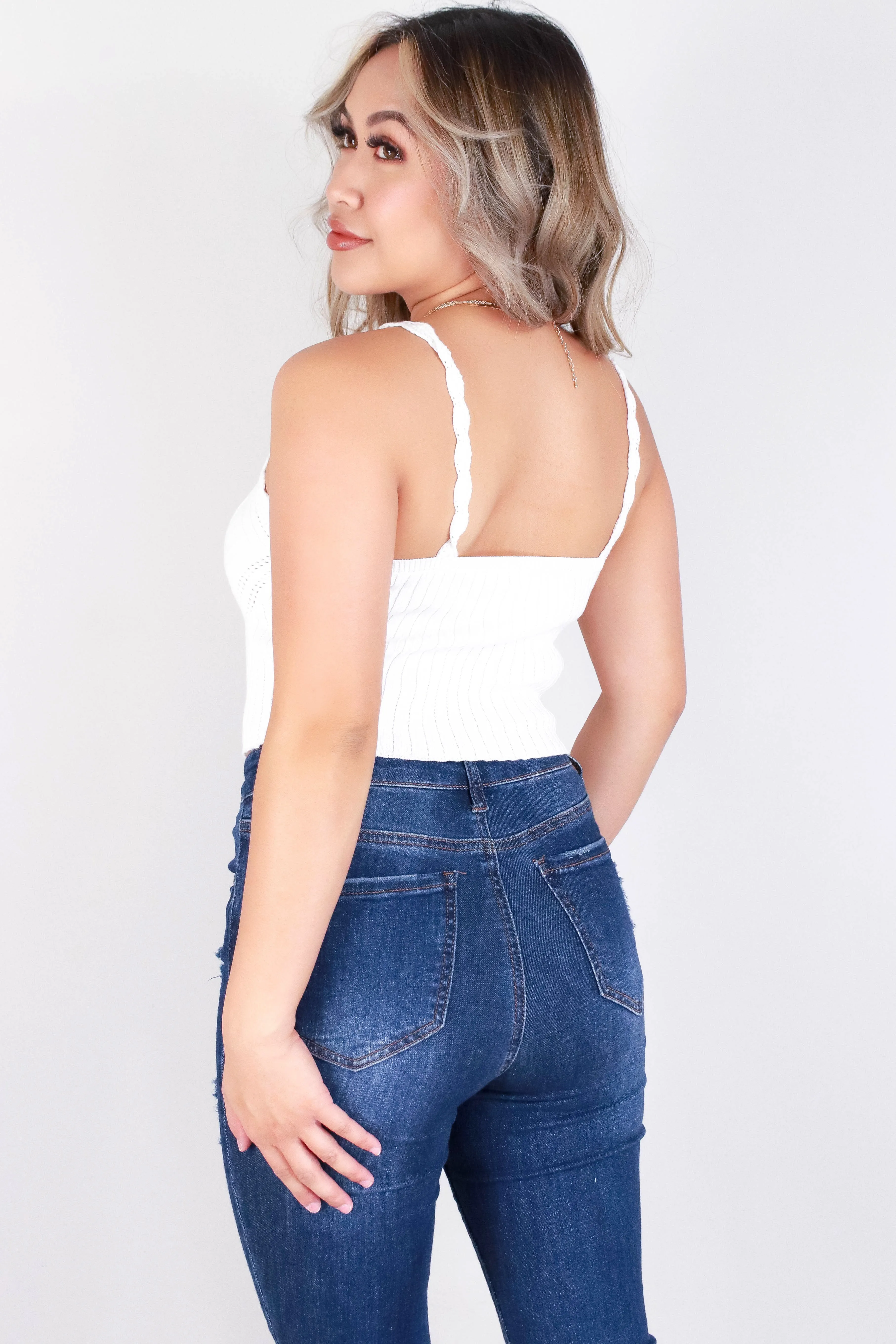 CROCHET STRAP CROPPED TOP
