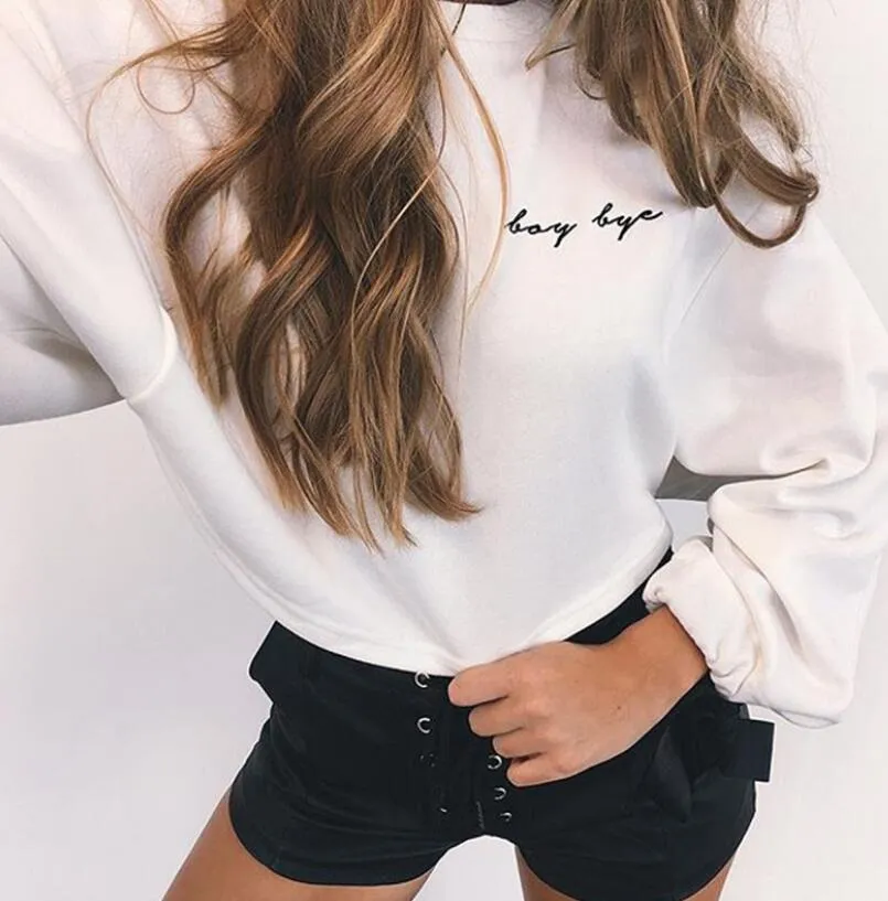 Crop Top Embroidered Long Sleeve Fashion Sweatshirt
