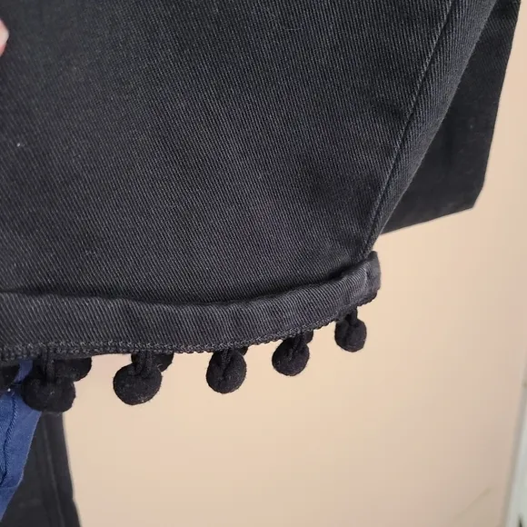 Current Elliott Cropped Straight Pom Pom Jeans Worn - Black