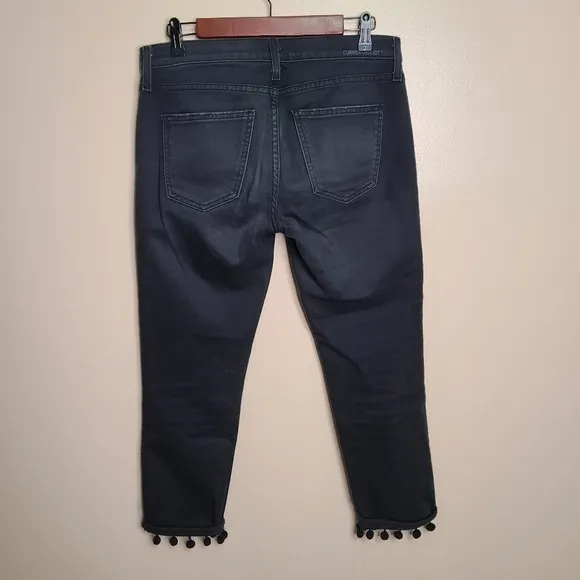 Current Elliott Cropped Straight Pom Pom Jeans Worn - Black