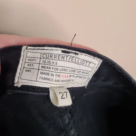 Current Elliott Cropped Straight Pom Pom Jeans Worn - Black