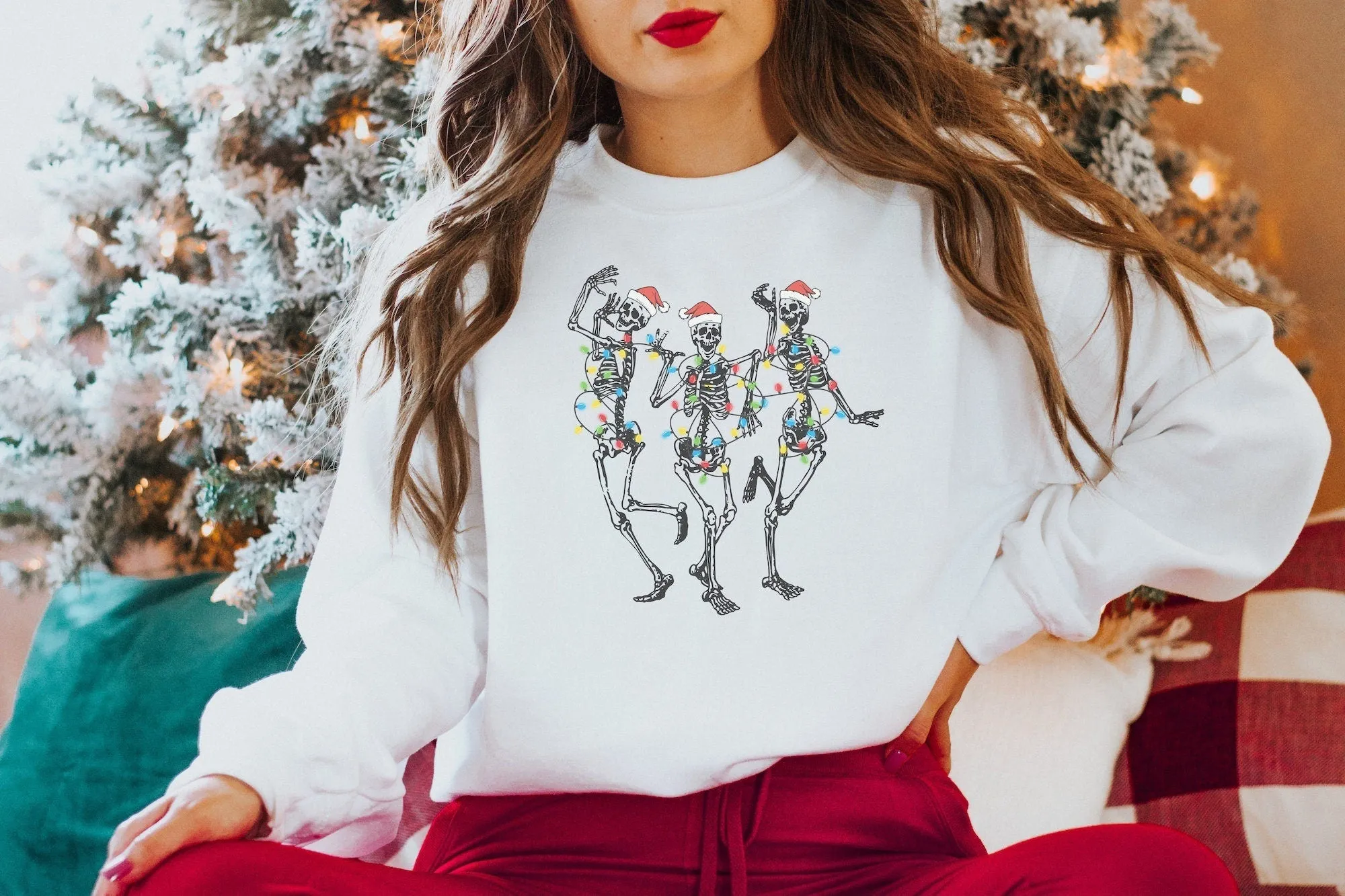Dancing Skeleton Christmas Morning Sweatshirt