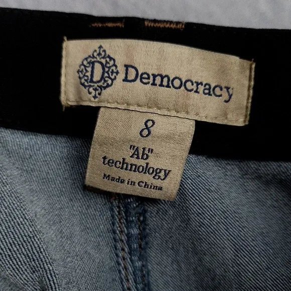 Democracy Ab Technology Jeans Womens 8 Blue High Rise Wide Ankle Mold &amp;Hold