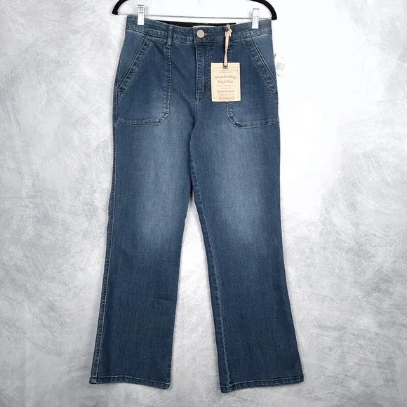 Democracy Ab Technology Jeans Womens 8 Blue High Rise Wide Ankle Mold &amp;Hold