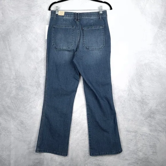 Democracy Ab Technology Jeans Womens 8 Blue High Rise Wide Ankle Mold &amp;Hold