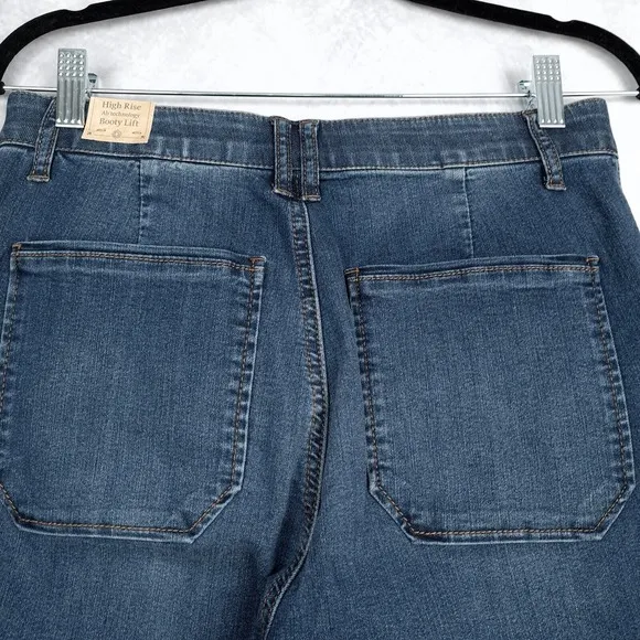 Democracy Ab Technology Jeans Womens 8 Blue High Rise Wide Ankle Mold &amp;Hold
