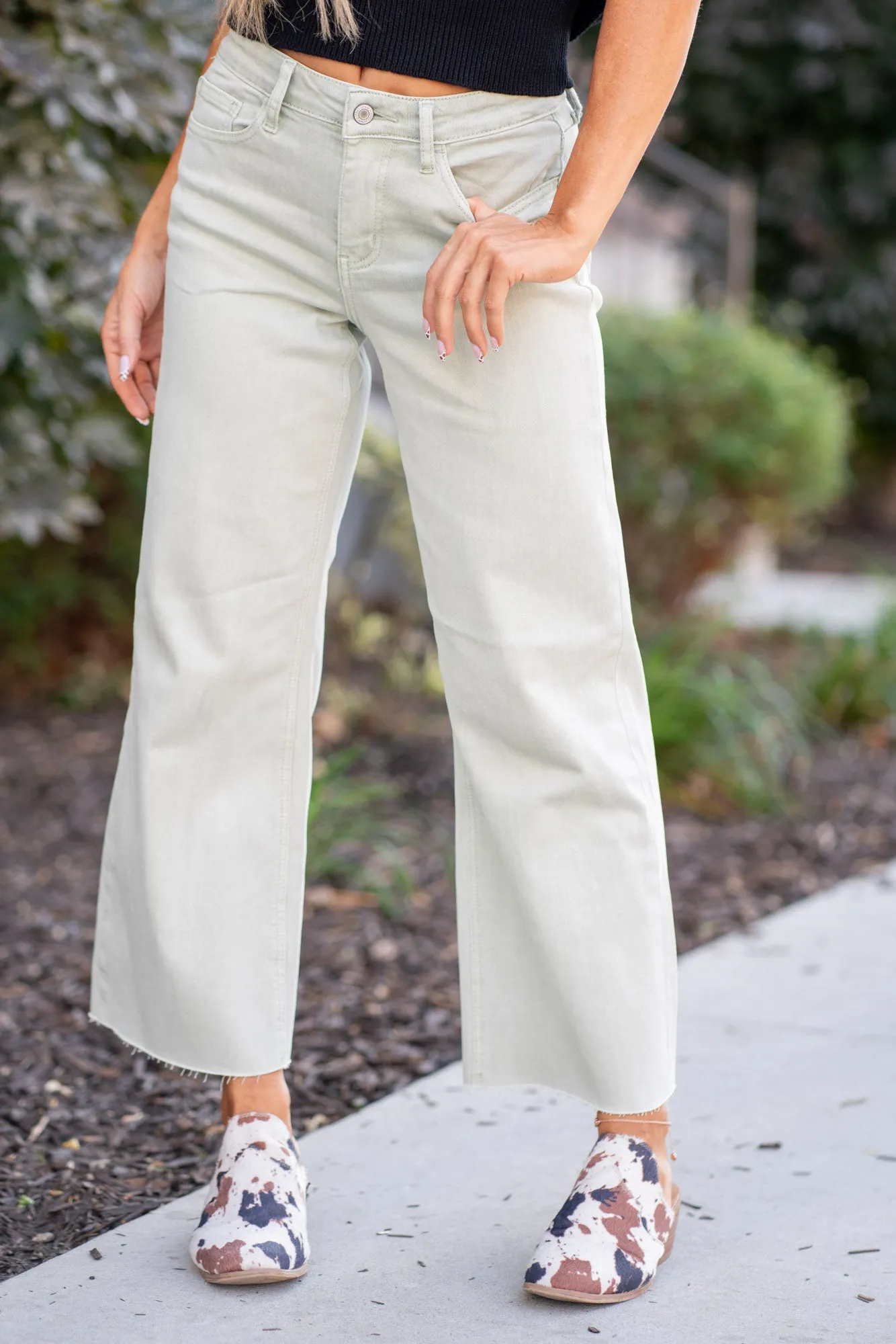 Desert Sage High Rise Crop Wide Leg Regular & Plus Sizes