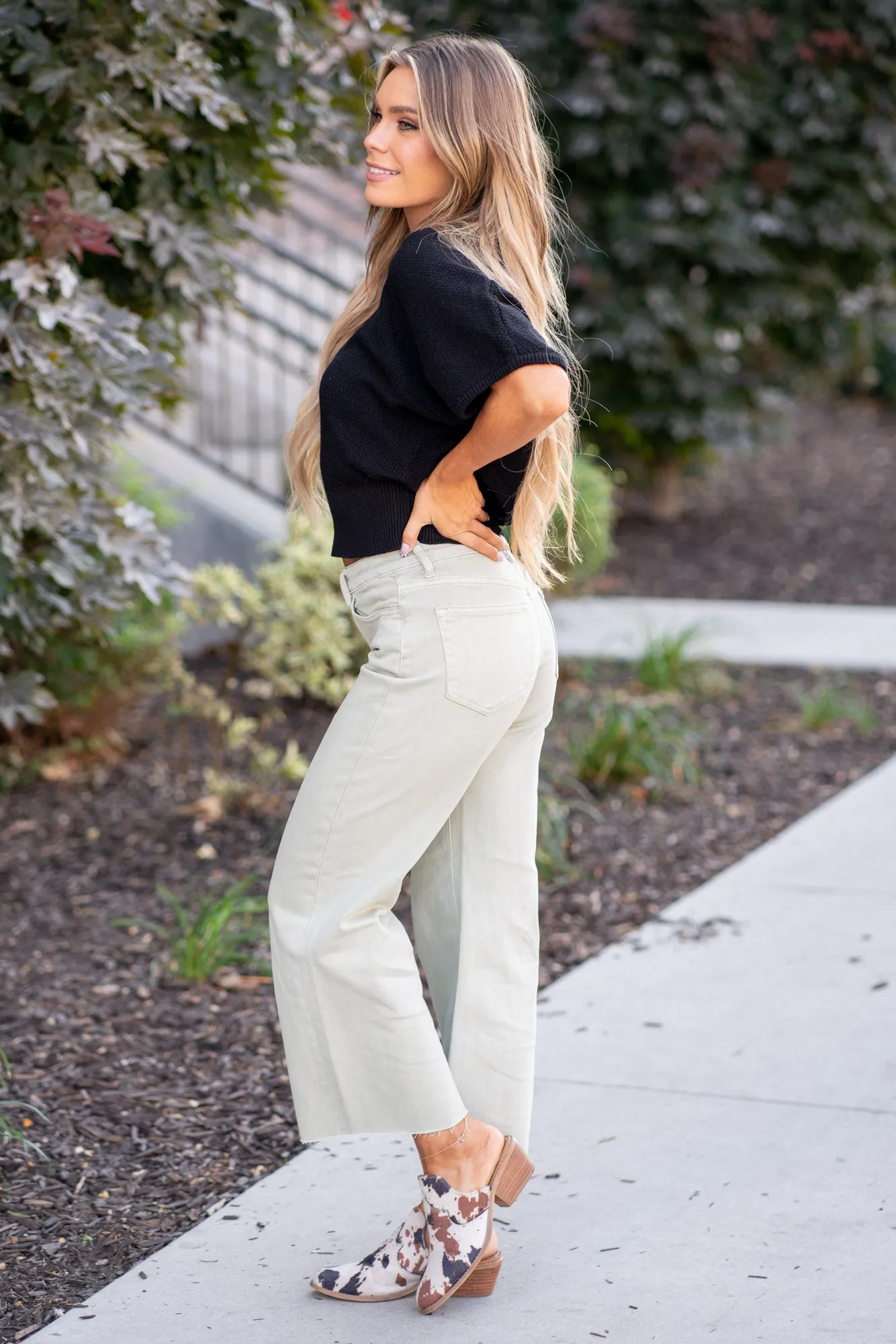 Desert Sage High Rise Crop Wide Leg Regular & Plus Sizes