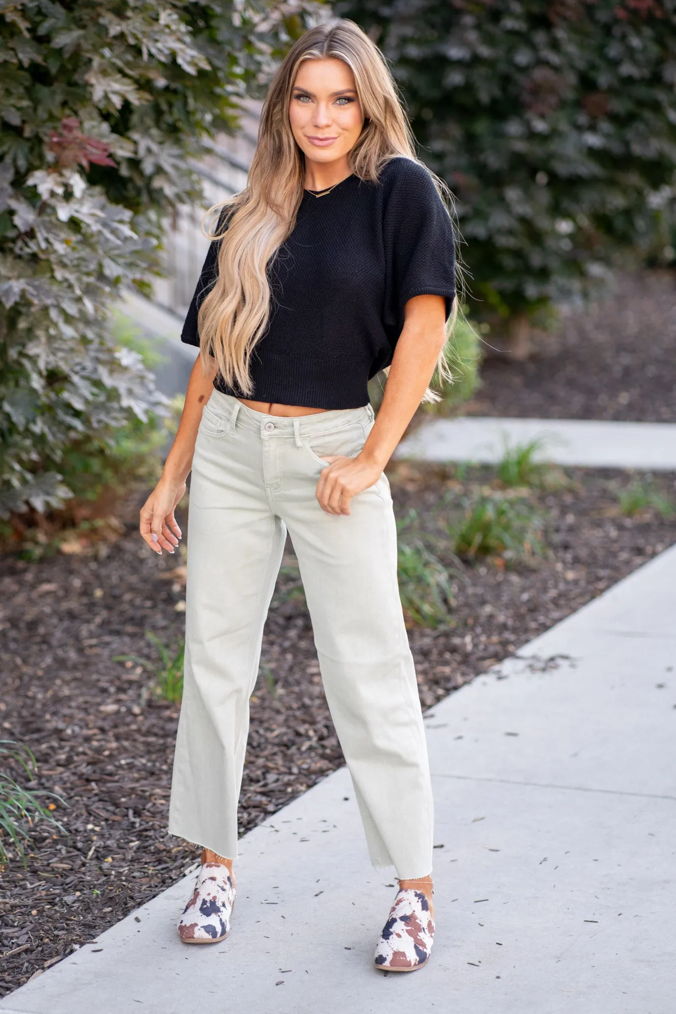 Desert Sage High Rise Crop Wide Leg Regular & Plus Sizes