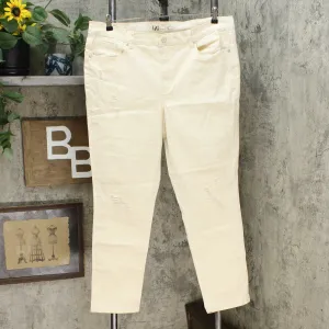 DG2 by Diane Gilman Virtual Stretch Crosshatch Destructed Jeans Cream Plus 18W