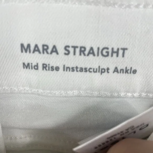 DL 1961 Jeans Womens 25 White Denim Mara Straight Raw Instascuplt Ankle NEW