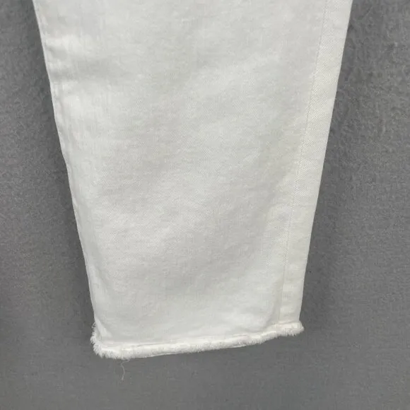 DL 1961 Jeans Womens 25 White Denim Mara Straight Raw Instascuplt Ankle NEW