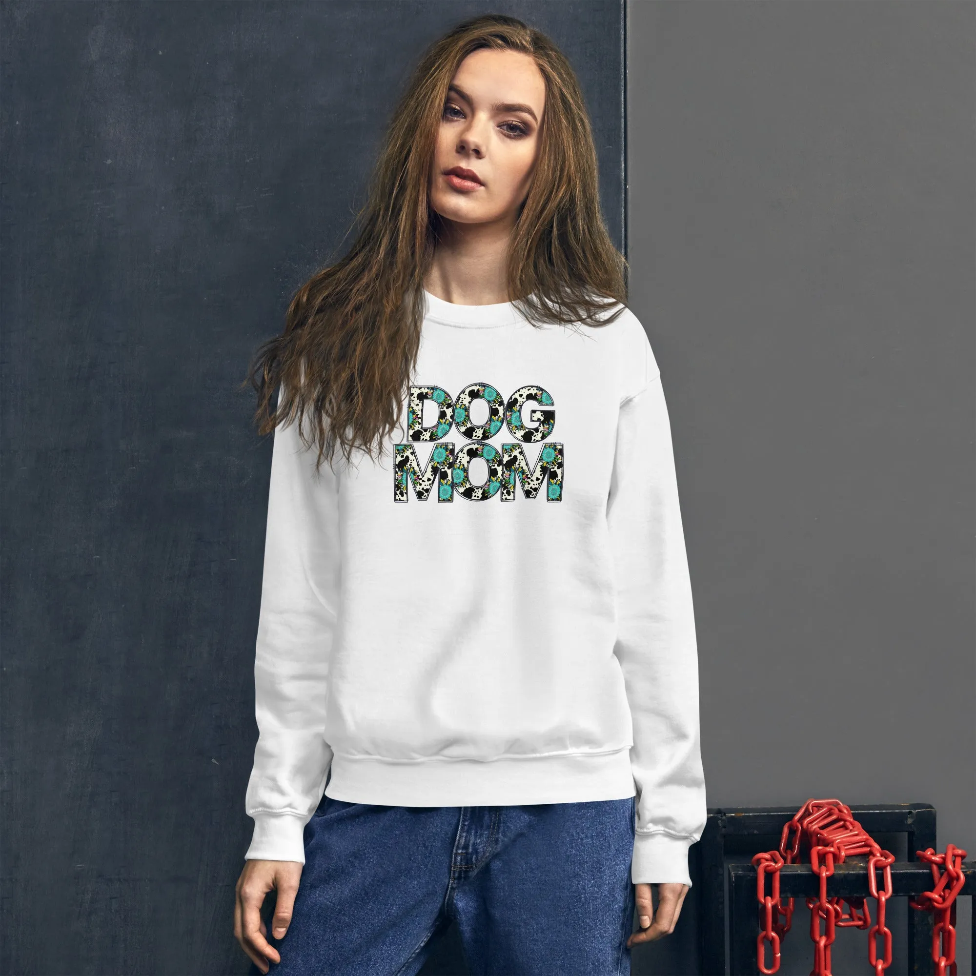 Dog Mom Teal Sunflower Sweatshirt