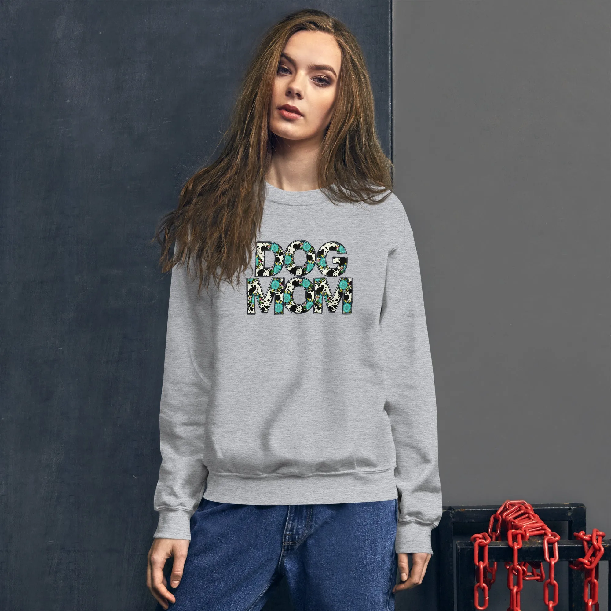Dog Mom Teal Sunflower Sweatshirt