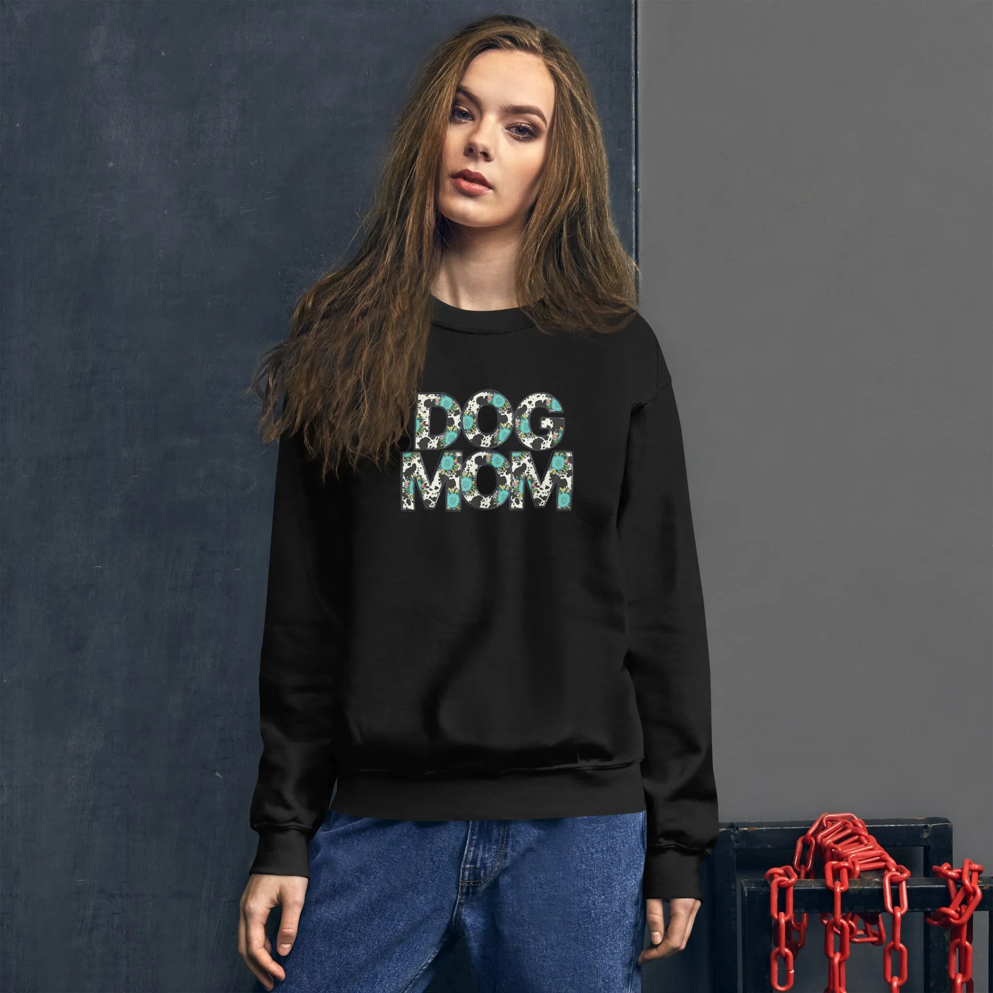 Dog Mom Teal Sunflower Sweatshirt