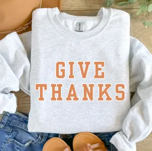 Dusty Orange Give Thanks Women's Graphic Sweatshirt