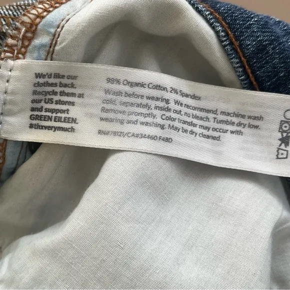 Eileen Fisher Organic Cotton Straight Leg Denim Jean size 4