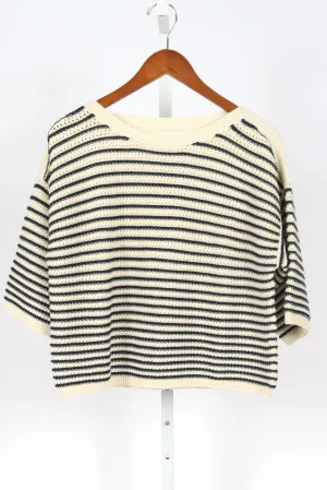 Elena Sweater - Ivory/Navy