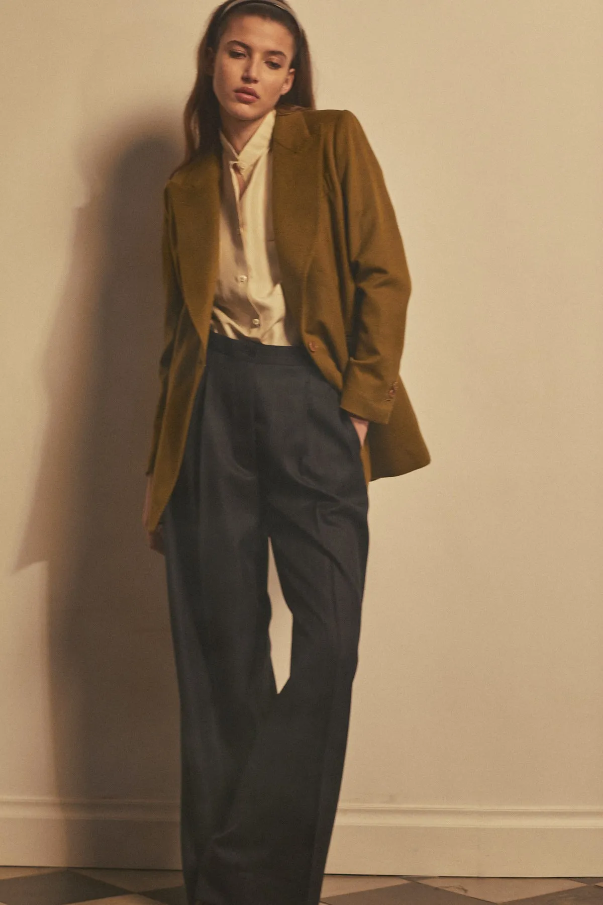 Elsa Trousers in Wool Pinstripe