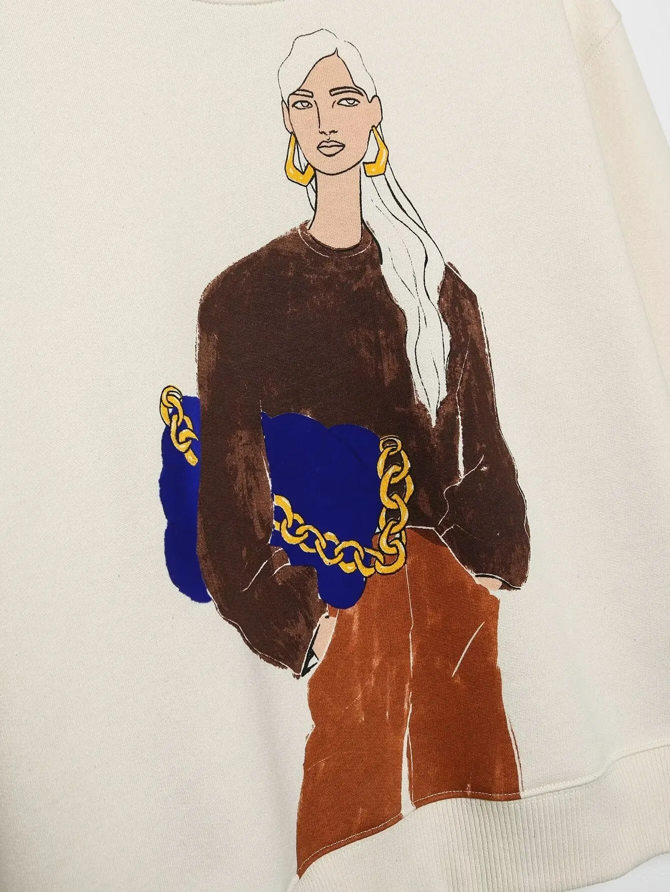 Fashion Girl Graphic Print Sweatshirt