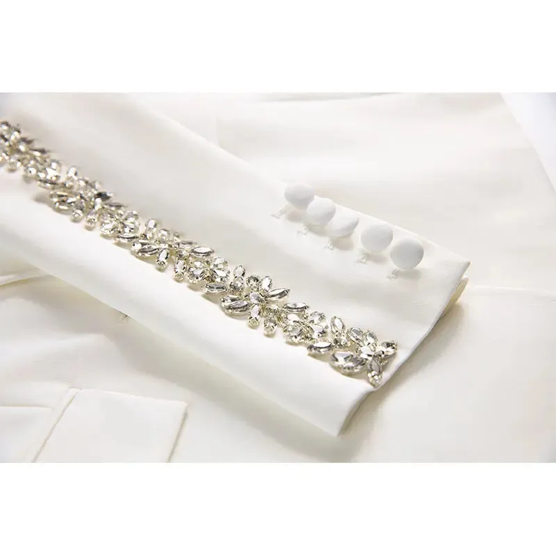 Fashion Suit Coat  Wide Leg Trousers - Medium Length Ensemble