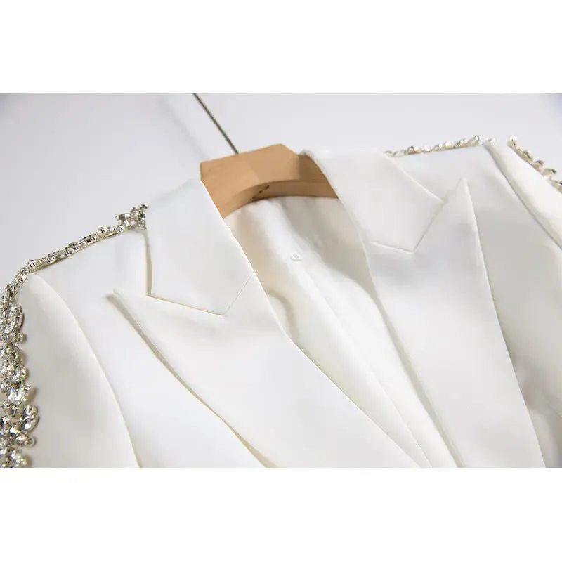 Fashion Suit Coat  Wide Leg Trousers - Medium Length Ensemble