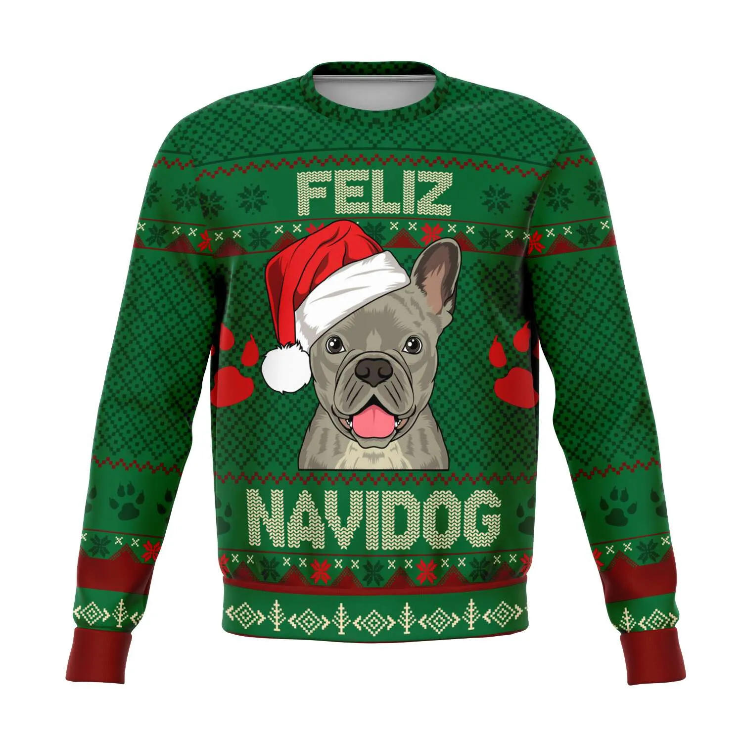 Feliz Navidog - French Bulldog - Athletic Sweatshirt