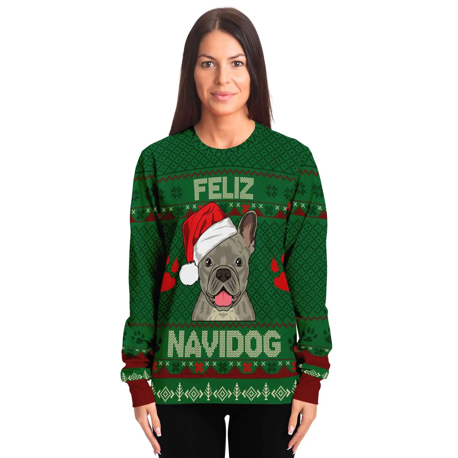 Feliz Navidog - French Bulldog - Athletic Sweatshirt