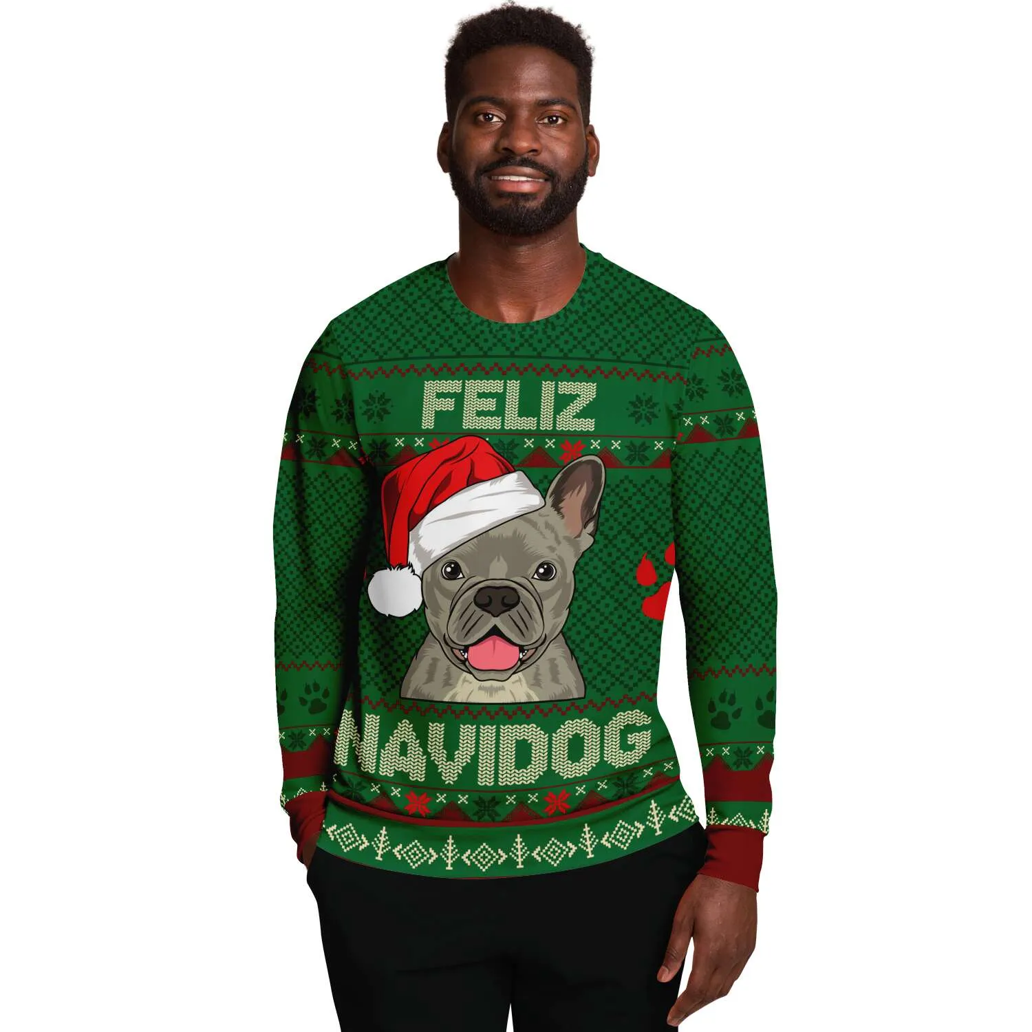 Feliz Navidog - French Bulldog - Athletic Sweatshirt