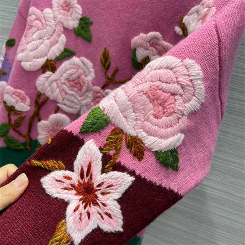 Floral Embroidery Knit Sweater ER5841