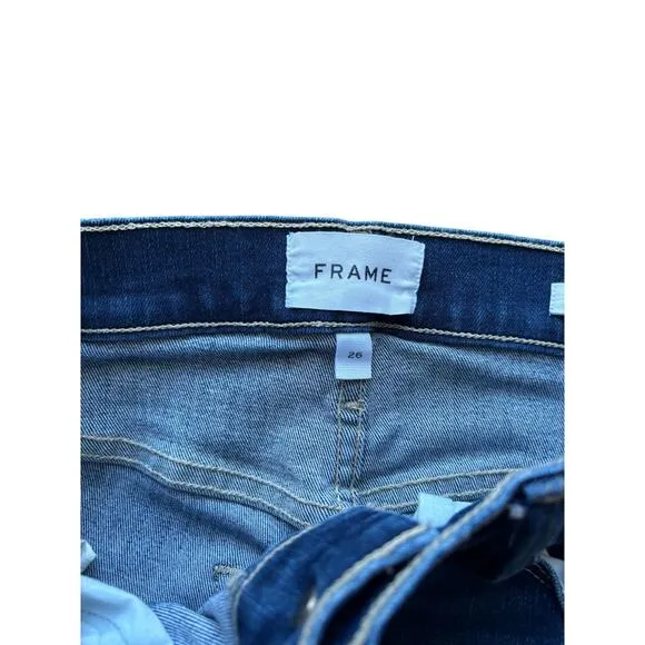 FRAME Denim Ali High Rise Skinny Raw Hem Ankle Jeans Size 26 $220