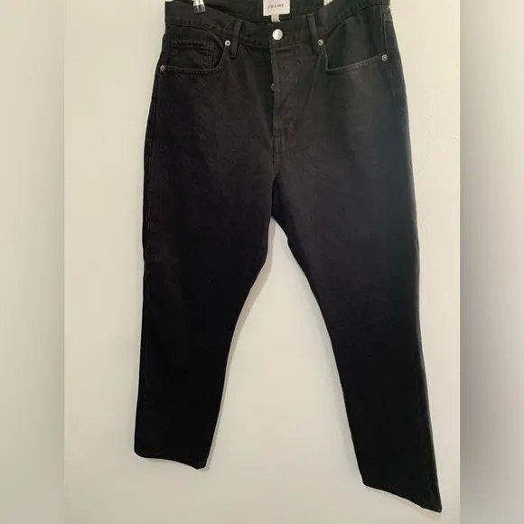 Frame Denim Le Original High Rise Straight Black Jeans