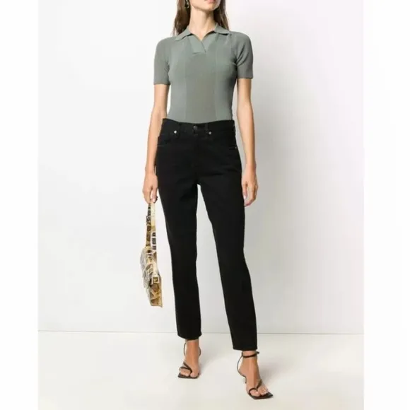 Frame Denim Le Original High Rise Straight Black Jeans