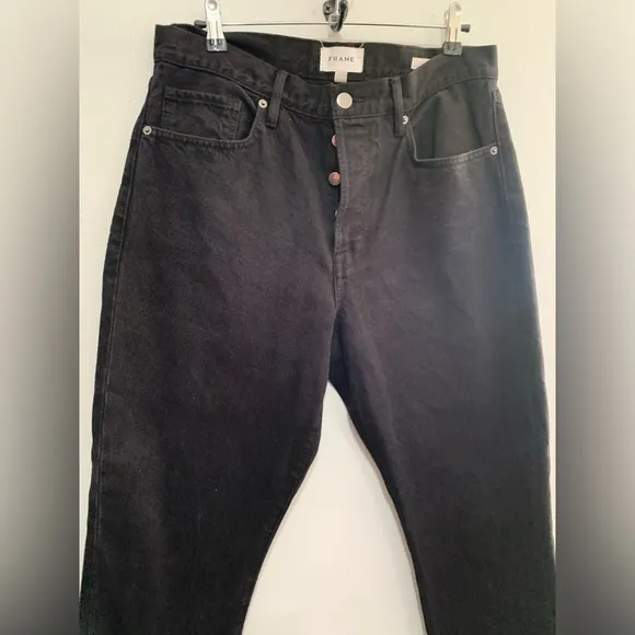 Frame Denim Le Original High Rise Straight Black Jeans