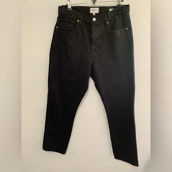 Frame Denim Le Original High Rise Straight Black Jeans