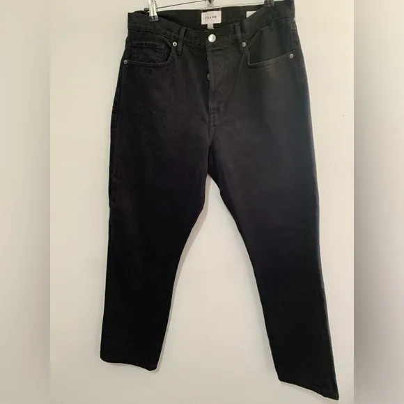 Frame Denim Le Original High Rise Straight Black Jeans