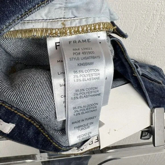 Frame Jeans 24 Womens Blue Denim L'High Straight Cotton Blend Split Hem Kingsway