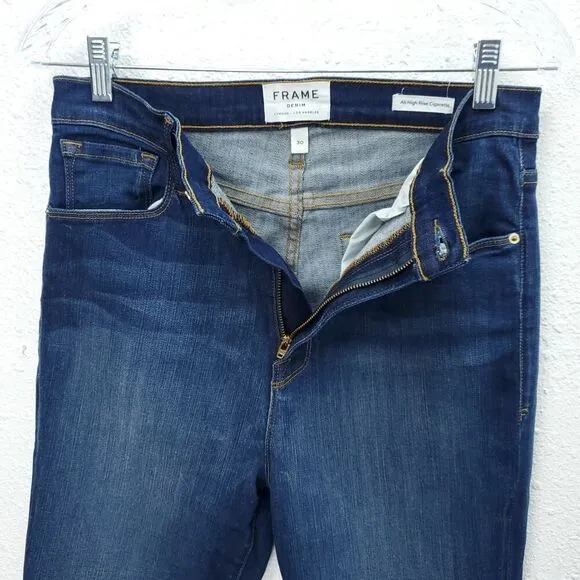 FRAME Ali High Rise Cigarette Leg Medium Wash Mid Rise Jeans