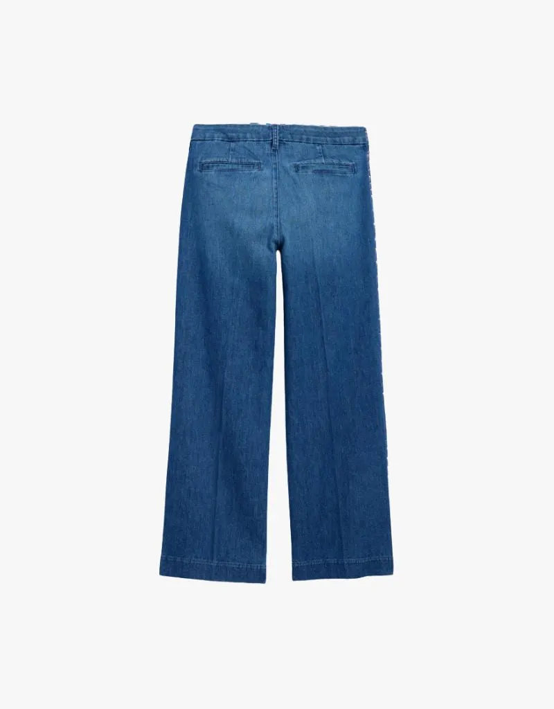 Frank & Eileen Westport The Italian Wide Leg Trousers in 1984 Washed Blue (Italian Dream Light Denim)