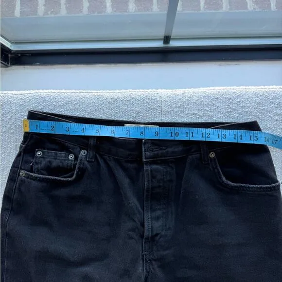 Free People We The Free Black High Waisted Straight Leg Distressed Jeans Size 28