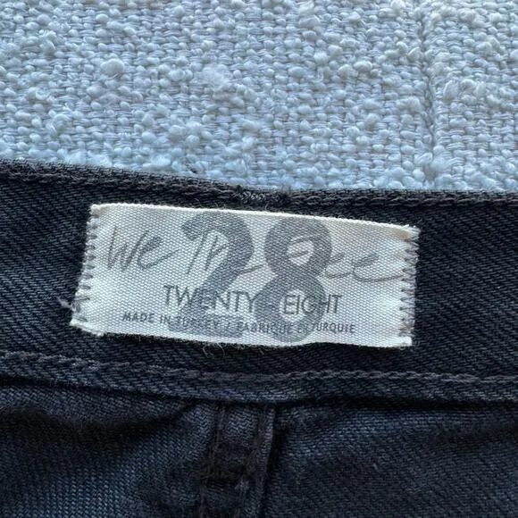 Free People We The Free Black High Waisted Straight Leg Distressed Jeans Size 28
