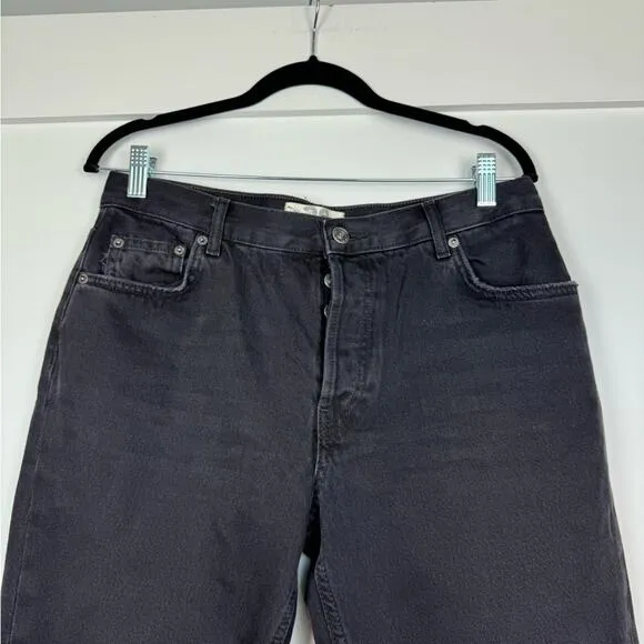 Free People We The Free Black High Waisted Straight Leg Distressed Jeans Size 28