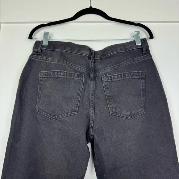 Free People We The Free Black High Waisted Straight Leg Distressed Jeans Size 28