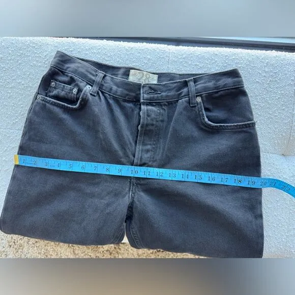 Free People We The Free Black High Waisted Straight Leg Distressed Jeans Size 28