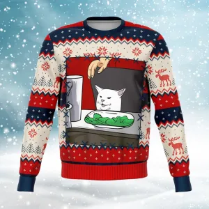 Funny Woman Yelling at Cat Meme Ugly Christmas