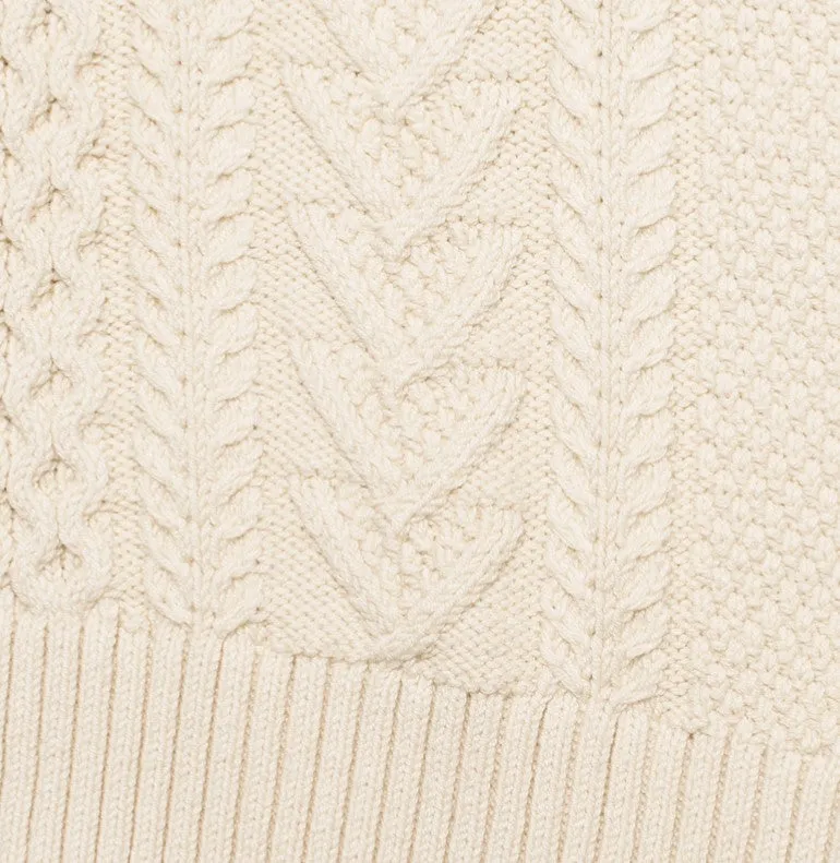 GANT RUGGER Women's Pearl White The Cable Sweater 488810 Size X-Large
