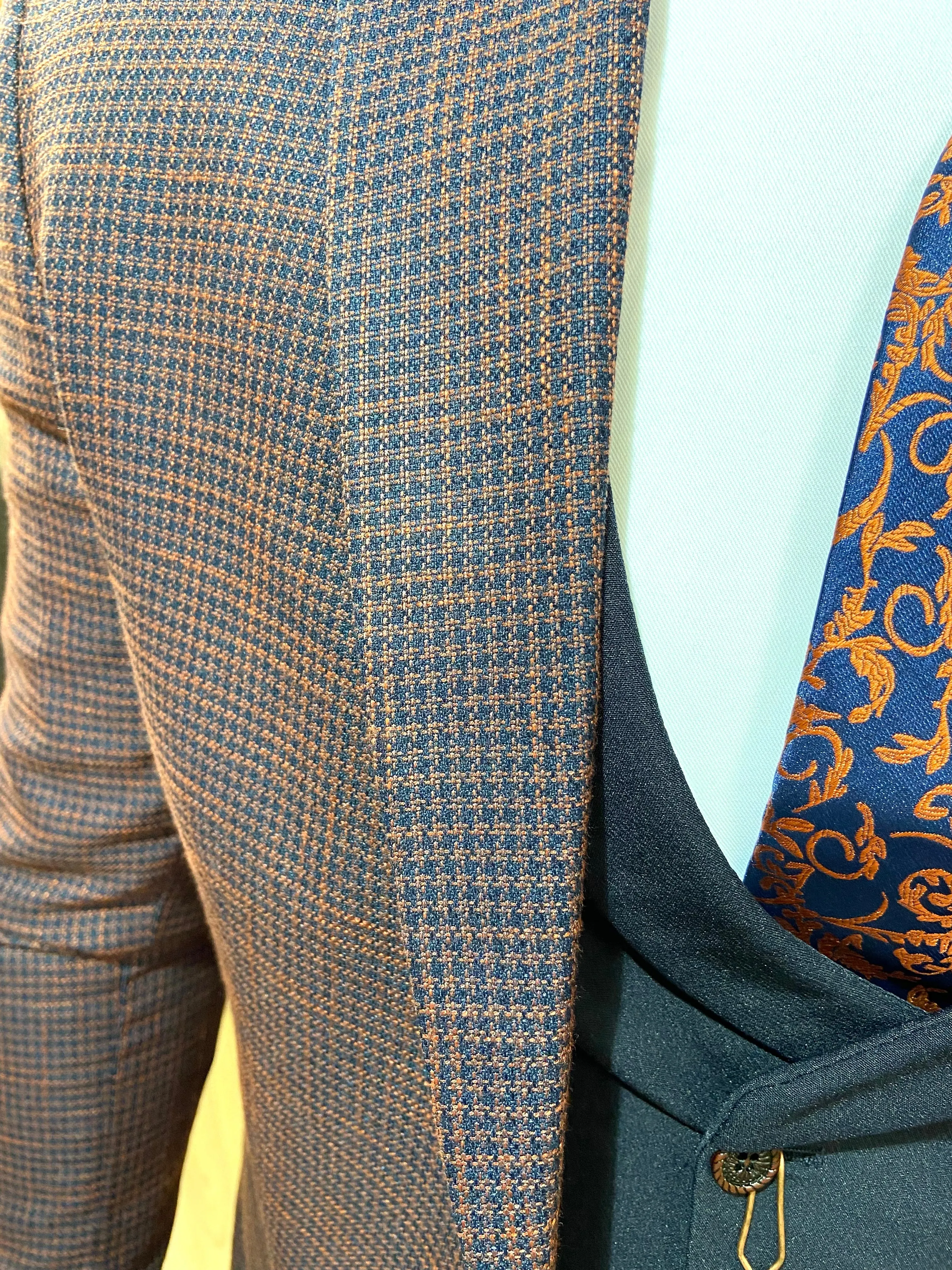 Gazza - Burnt Orange/Navy 3 Piece Suit