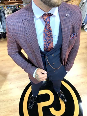 Gazza - Burnt Orange/Navy 3 Piece Suit